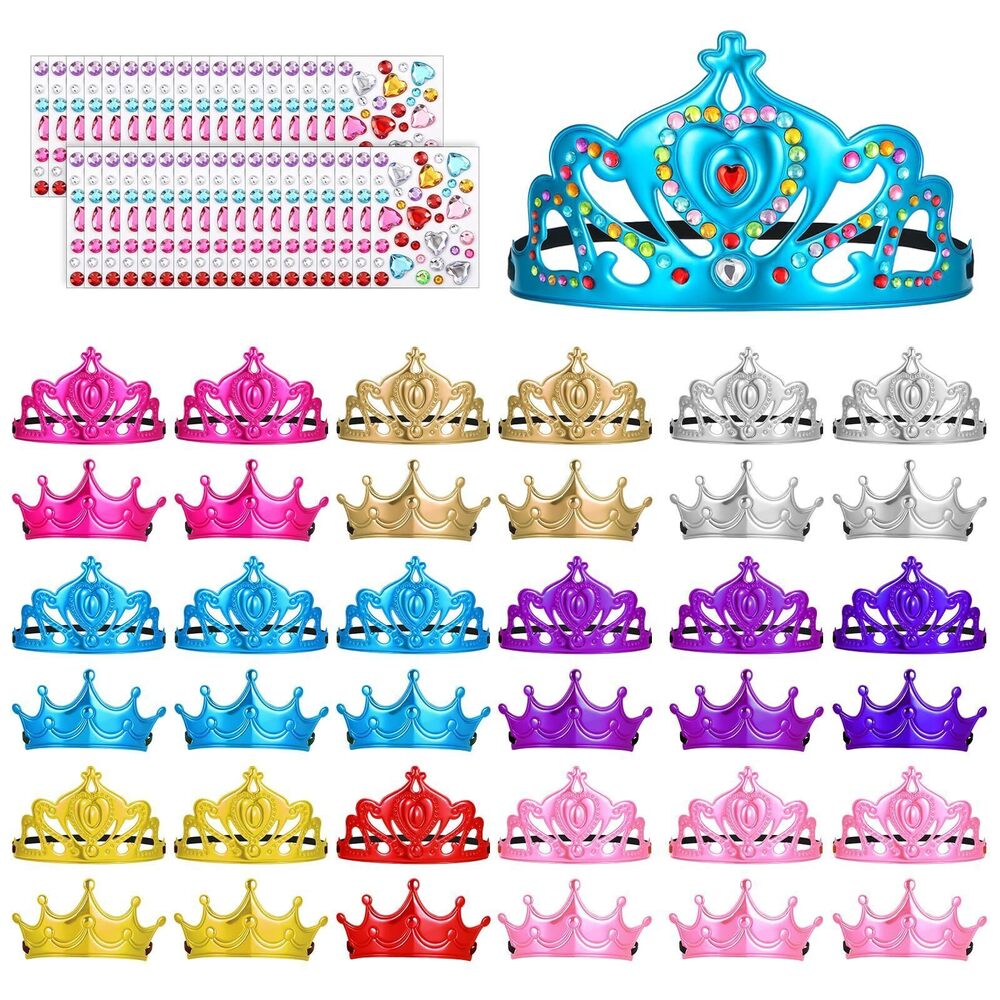5885 72 Pcs Foam Crowns Set, Multi-Color Princess Tiaras Crown with Crystal